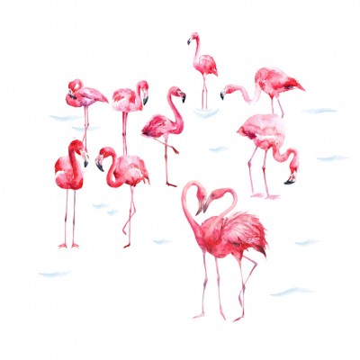 "See of Flamingos" Wall Decal 2