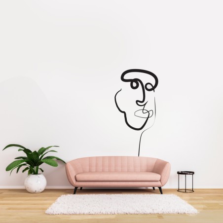 "Marker on the wall" Wall Decal Face 3
 Color-Black