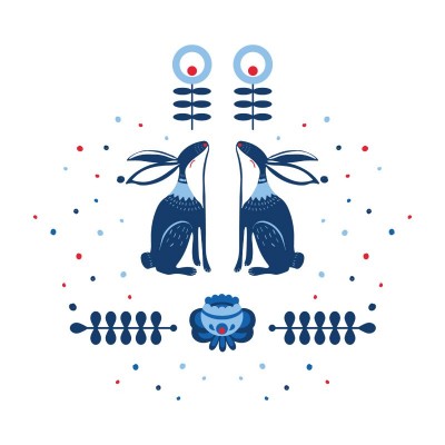 “Twin Bunnies” Wall Decal 2