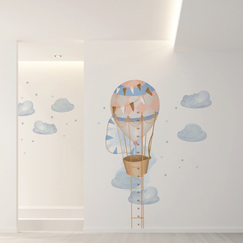 “Hot Air balloon" Growth Ruler Wall Decal